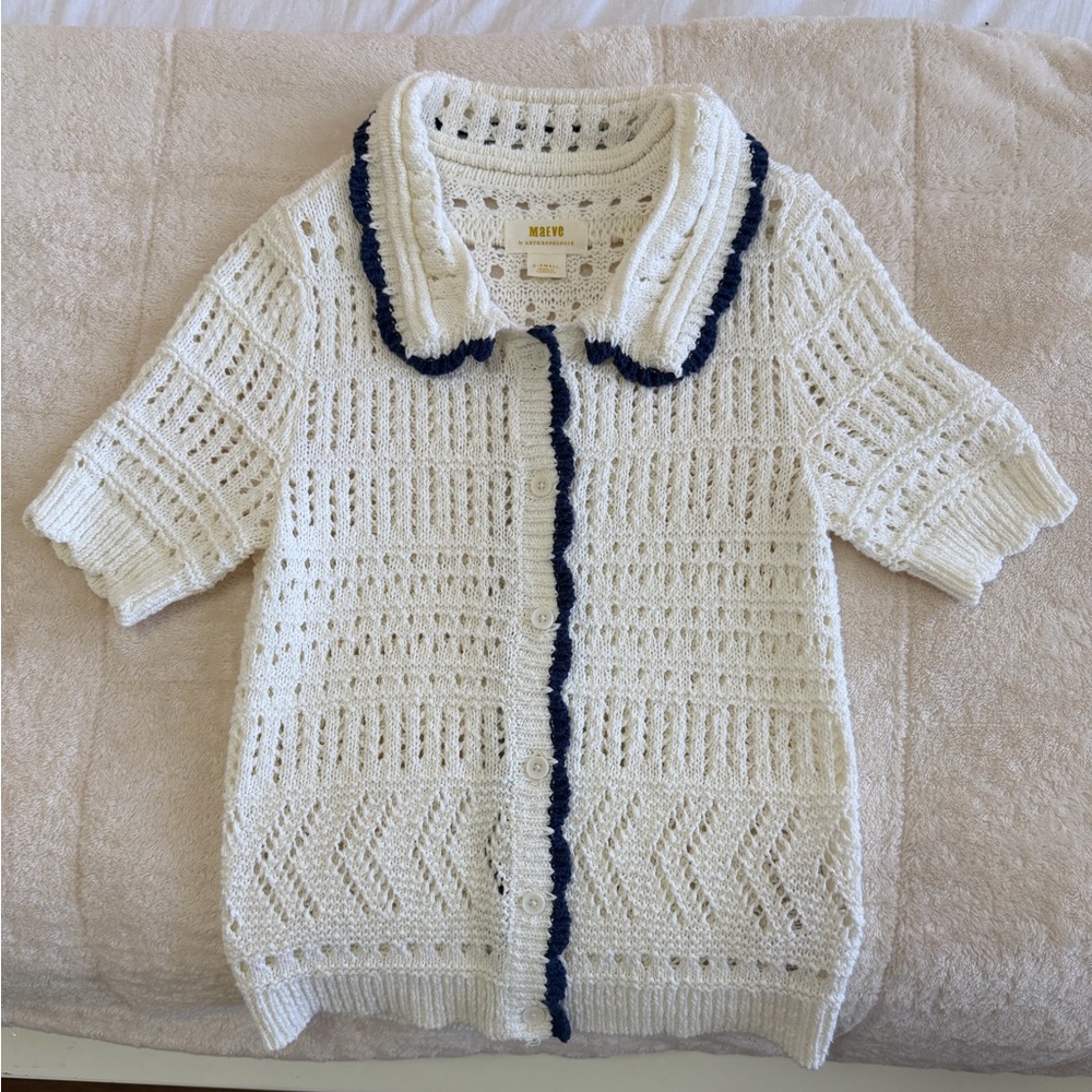 Anthropologie Maeve Cream Knit Cardigan